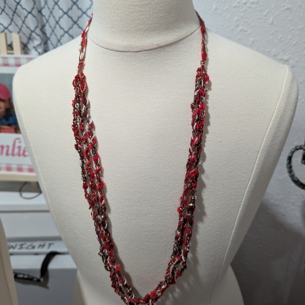 Multicolor 3 Strand Cloth Necklace